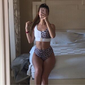 white and cheetah print bikini